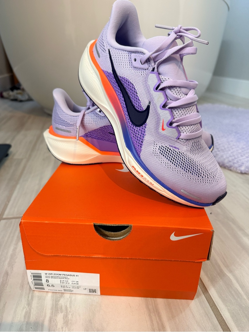Nike Women’s Lavender and Orange Zoom Pegasus Running Shoes